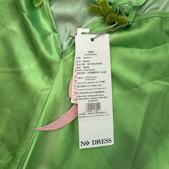Nodress Birthday Cake Print Satin Slip Mini Dress in Light Green M Y2K - Picture 3 of 9